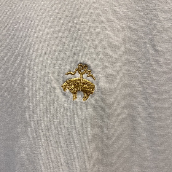 Brooks Brothers 100% cotton Crew Neck Gold Logo White T-shirt - Picture 4 of 6